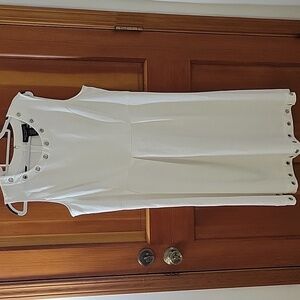 White Sleeveless Cotton Dress Size 18 Isabel Hayley